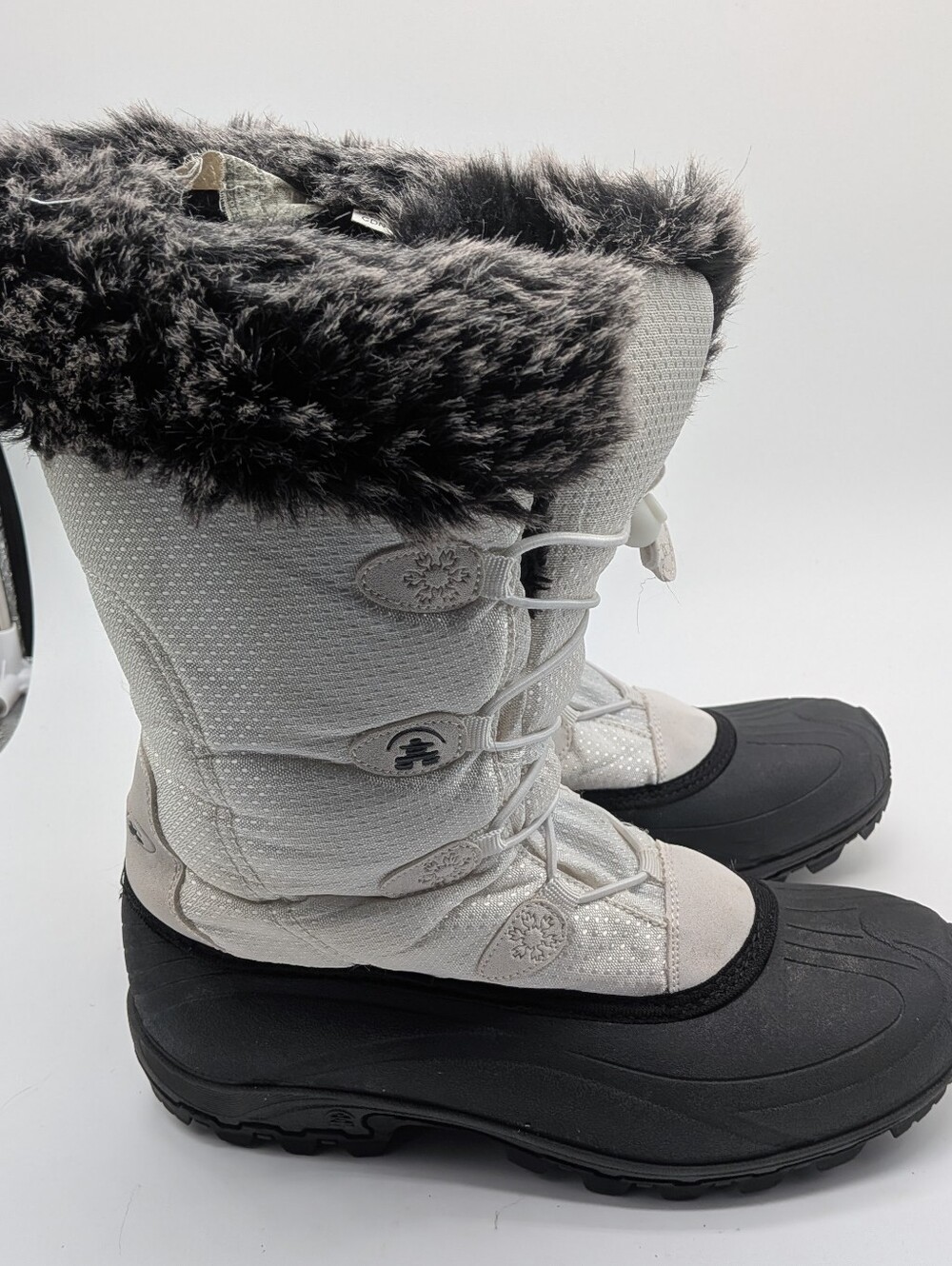 Kamik Momentum 3 Women's Size 9 Waterproof Winter Boots White Black Faux Fur